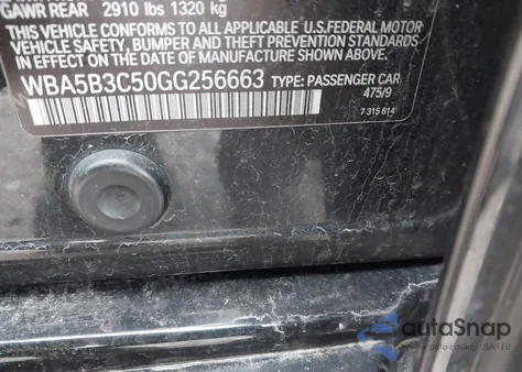 2016 BMW 535I xDrive from USA, damaged, VIN WBA5B3C50GG256663